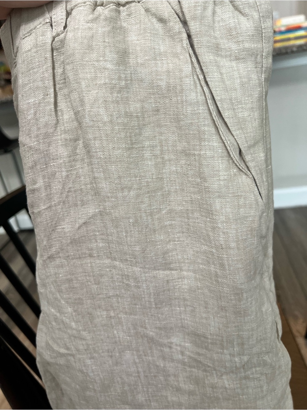 Quince Light Beige Linen Drawstring Pants - Picture 3 of 3